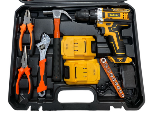 Set Taladro Elect Y Herramientas He006